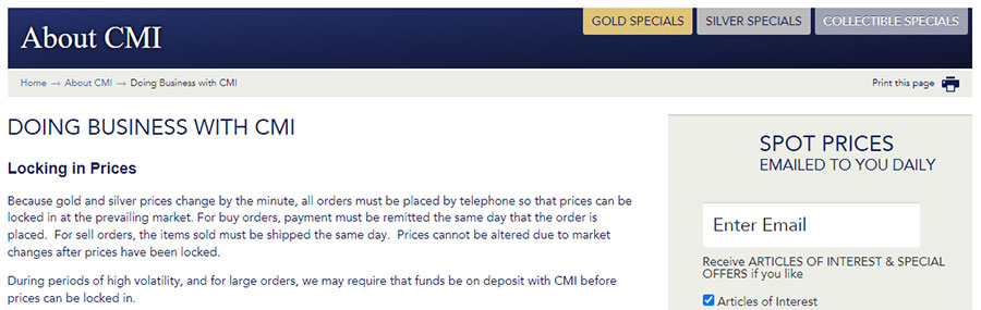 CMI Gold & Silver Review CMI Gold & Silver Review