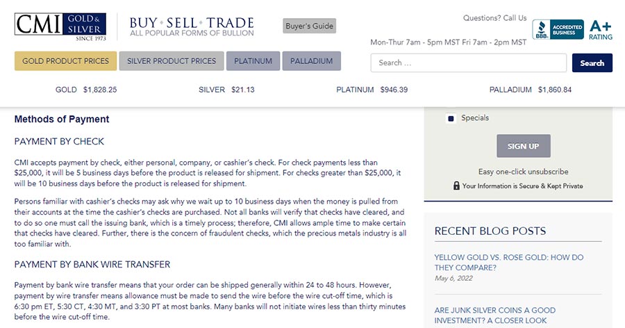 CMI Gold & Silver Review CMI Gold & Silver Review